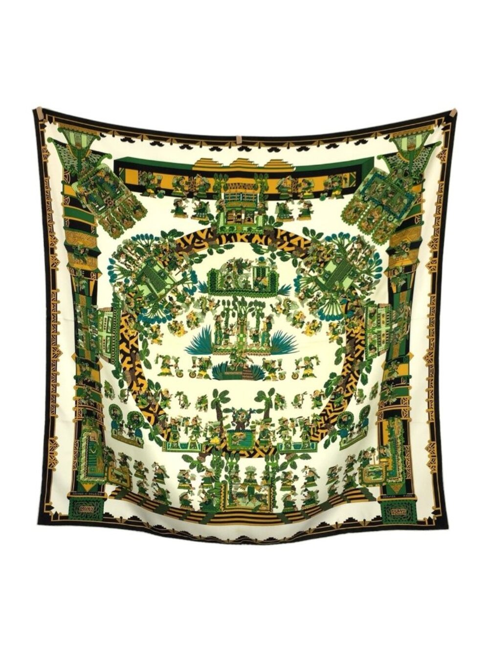 Hermes Astres Et Soleils Carre 90 Green Multicolor Silk Scarf - Picture 1 of 9